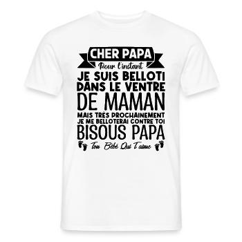Cadeau annonce grossesse papa. cadeau futur papa. - T-shirt homme - blanc - Devant - AI Model Male 178 dark (178cm)