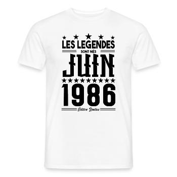 cadeau d'anniversaire juin 1986. Cadeau Juin 1986. - T-shirt homme - blanc - Devant - AI Model Male 178 dark (178cm)