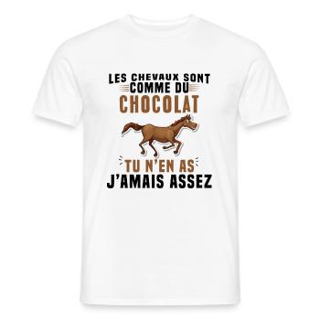 Les chevaux sont comme du chocolat - T-shirt homme - blanc - Devant - AI Model Male 178 dark (178cm)