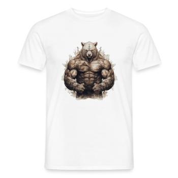 Musculation des muscles de l’ours grizzly - T-shirt homme - blanc - Devant - AI Model Male 178 dark (178cm)