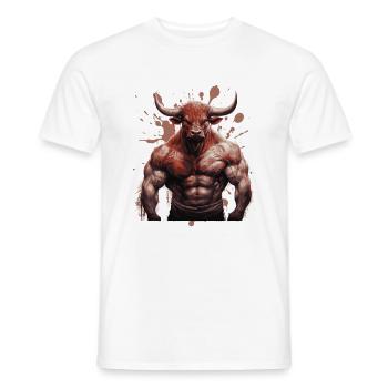 Bull Bull Muscles Bodybuilding Beast - Men's T-Shirt - white - Front - AI Model Male 178 dark (178cm)