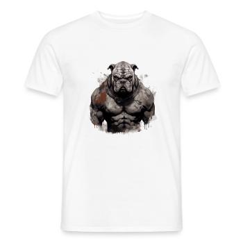 Bulldog Dog Muscles Bodybuilding - Men's T-Shirt - white - Front - AI Model Male 178 dark (178cm)
