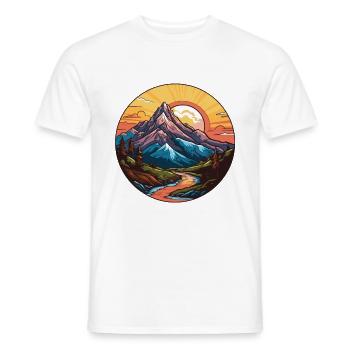 Mountains Landscape Circle - Men's T-Shirt - white - Front - AI Model Male 178 dark (178cm)