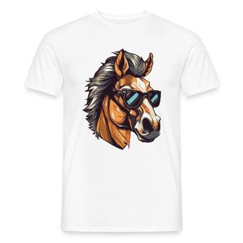 Pferd Hipster Cool Party - Männer T-Shirt - Weiß - Vorne - AI Model Male 178 dark (178cm)