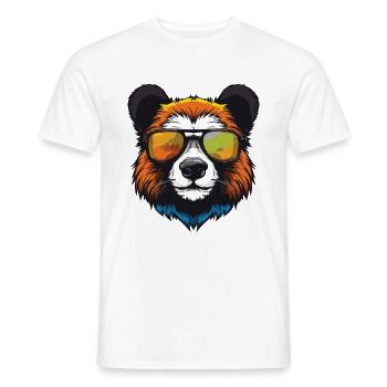Panda Hipster Cool Party - Men's T-Shirt - white - Front - AI Model Male 178 dark (178cm)