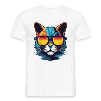Katze Symbol Hipster Cool Party - Männer T-Shirt - Weiß - Vorne - AI Model Male 178 dark (178cm)