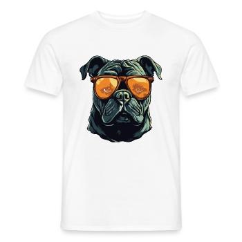 Bulldog Hund Hipster Cool Party - Männer T-Shirt - Weiß - Vorne - AI Model Male 178 dark (178cm)