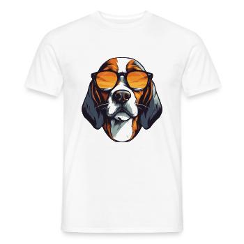 Beagle Hund Hipster Cool Party - Männer T-Shirt - Weiß - Vorne - AI Model Male 178 dark (178cm)