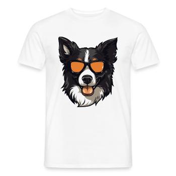 Border Collie Chien Hipster Cool Party - T-shirt homme - blanc - Devant - AI Model Male 178 dark (178cm)