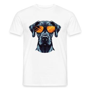 Dogue Allemand Chien Hipster Cool Party - T-shirt homme - blanc - Devant - AI Model Male 178 dark (178cm)