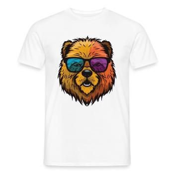 Chow Chow Chien Hipster Cool Party - T-shirt homme - blanc - Devant - AI Model Male 178 dark (178cm)