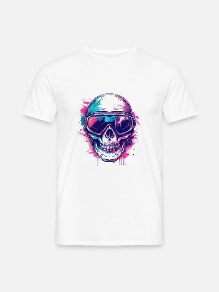 Ski Totenkopf Skibrille Skull - Männer T-Shirt - Weiß