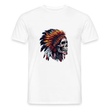Crâne de chef indien - T-shirt homme - blanc - Devant - AI Model Male 178 dark (178cm)