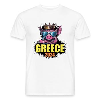 Greece 2024 Pig - Men's T-Shirt - white - Front - AI Model Male 178 dark (178cm)
