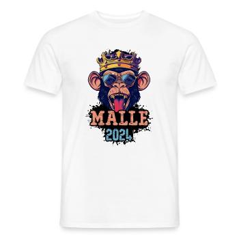 Malle 2024 Singe de fête - T-shirt homme - blanc - Devant - AI Model Male 178 dark (178cm)