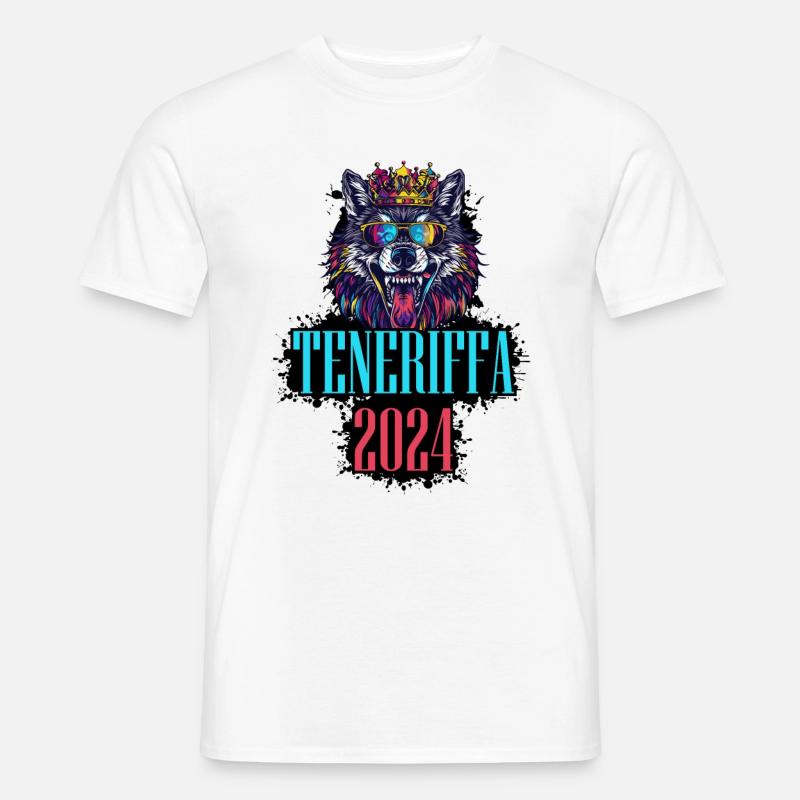 Teneriffa 2024 Urlaub Wolf - Männer T-Shirt - Weiß