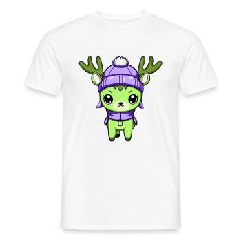 Bande dessinée d’hiver cerf - T-shirt homme - blanc - Devant - AI Model Male 178 dark (178cm)