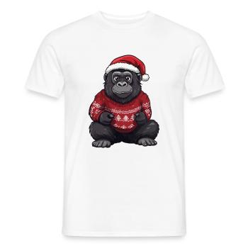 Bande dessinée de Noël Gorille - T-shirt homme - blanc - Devant - AI Model Male 178 dark (178cm)