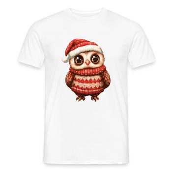 Eule Weihnachten Comic - Männer T-Shirt - Weiß - Vorne - AI Model Male 178 dark (178cm)