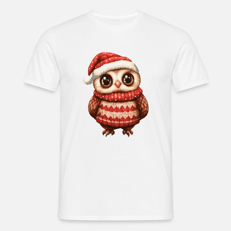 Eule Weihnachten Comic - Männer T-Shirt - Weiß