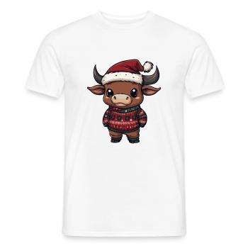 Stier Weihnachten Comic - Männer T-Shirt - Weiß - Vorne - AI Model Male 178 dark (178cm)