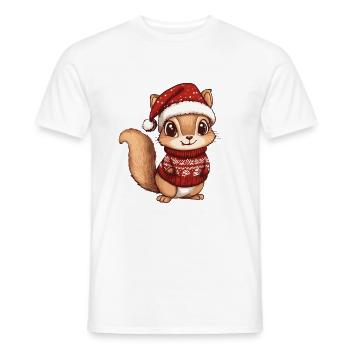 Bande dessinée de Noël écureuil - T-shirt homme - blanc - Devant - AI Model Male 178 dark (178cm)