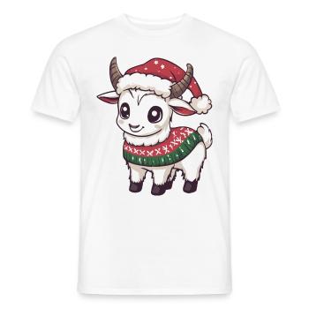 Bande dessinée de Noël Chèvre de montagne - T-shirt homme - blanc - Devant - AI Model Male 178 dark (178cm)
