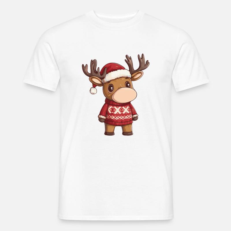 Elch Weihnachten Comic - Männer T-Shirt - Weiß