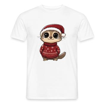 Bande dessinée de Noël de suricate - T-shirt homme - blanc - Devant - AI Model Male 178 dark (178cm)