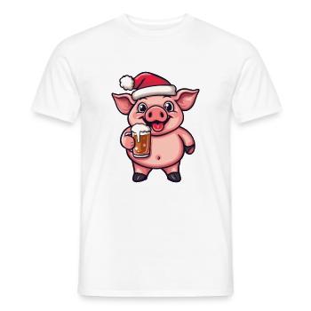 Bière de porc Noël - T-shirt homme - blanc - Devant - AI Model Male 178 dark (178cm)