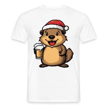 Biber Bier Xmas Weihnachten - Männer T-Shirt - Weiß - Vorne - AI Model Male 178 dark (178cm)