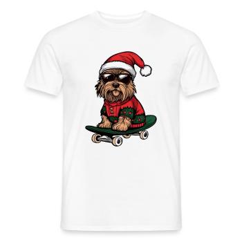 Yorkshire Terrier Chien Noël Skateboard - T-shirt homme - blanc - Devant - AI Model Male 178 dark (178cm)
