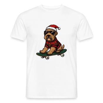 Airedale Terrier Chien Noël Skateboard - T-shirt homme - blanc - Devant - AI Model Male 178 dark (178cm)
