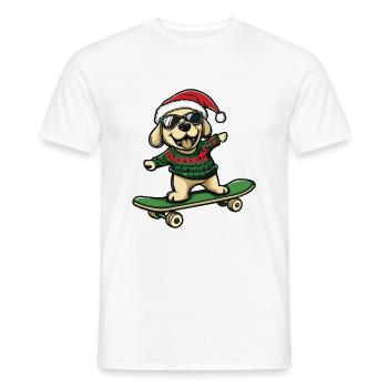 Labrador Hund Weihnachten Skateboard - Männer T-Shirt - Weiß - Vorne - AI Model Male 178 dark (178cm)