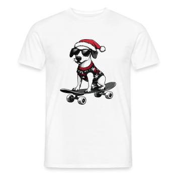 Whippet Chien Planche à roulettes de Noël - T-shirt homme - blanc - Devant - AI Model Male 178 dark (178cm)