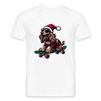 Afghan Hound Dog Christmas Skateboard - Men's T-Shirt - white - Front - AI Model Male 178 dark (178cm)