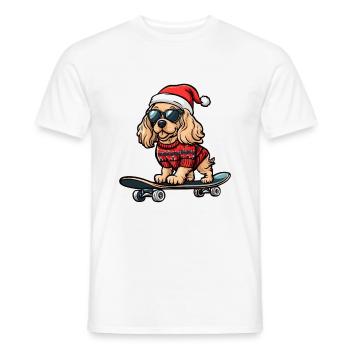 Cocker Spaniel Chien Noël Skateboard - T-shirt homme - blanc - Devant - AI Model Male 178 dark (178cm)