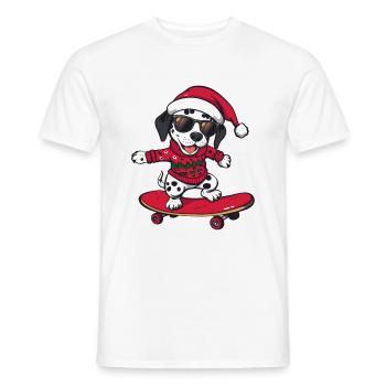 Dalmatian Dog Christmas Skateboard - Men's T-Shirt - white - Front - AI Model Male 178 dark (178cm)
