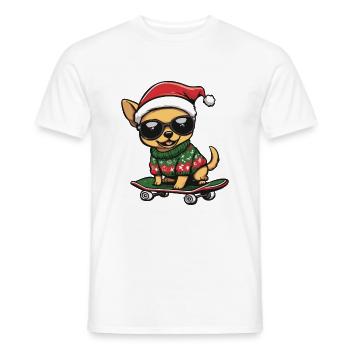Chihuahua Hund Weihnachten Skateboard - Männer T-Shirt - Weiß - Vorne - AI Model Male 178 dark (178cm)