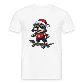 Kangal Dog Christmas Skateboard - Men's T-Shirt - white - Front - AI Model Male 178 dark (178cm)