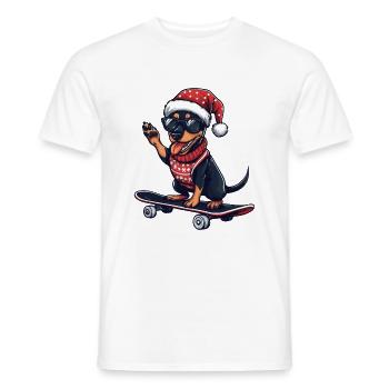 Pinscher Hund Weihnachten Skateboard - Männer T-Shirt - Weiß - Vorne - AI Model Male 178 dark (178cm)