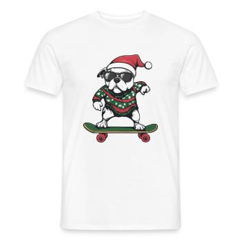Dogue Argentino Chien Noël Skateboard - T-shirt homme - blanc - Devant - AI Model Male 178 dark (178cm)