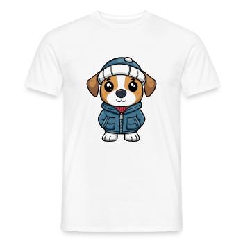 Jack Russell Terrier Hund Winter - Männer T-Shirt - Weiß - Vorne - AI Model Male 178 dark (178cm)