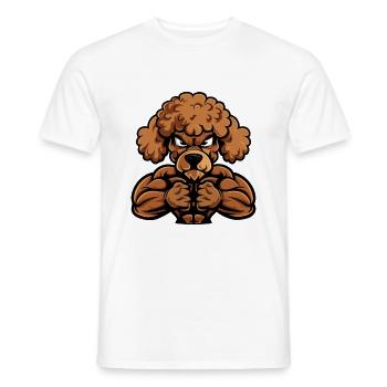 Caniche Chien Muscles Fitness - T-shirt homme - blanc - Devant - AI Model Male 178 dark (178cm)