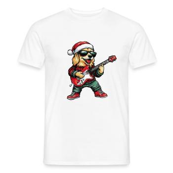 Golden Retriever Hund Weihnachten Rocker Gitarre - Männer T-Shirt - Weiß - Vorne - AI Model Male 178 dark (178cm)