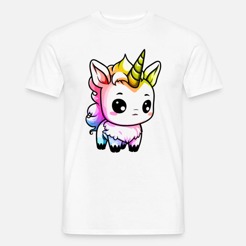 Einhorn Winter Tier Bunt Comic - Männer T-Shirt - Weiß