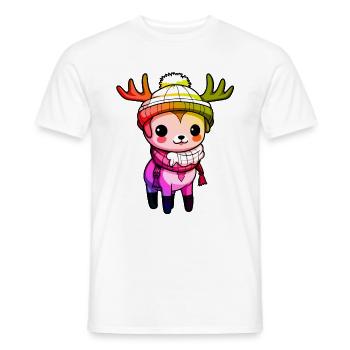 Reh Geweih Winter Tier Bunt Comic - Männer T-Shirt - Weiß - Vorne - AI Model Male 178 dark (178cm)