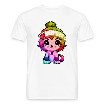 Lion Winter Animal Colorful Comic - Men's T-Shirt - white - Front - AI Model Male 178 dark (178cm)