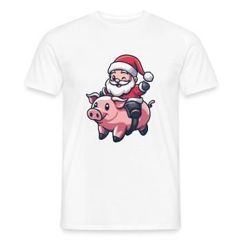 Pig Santa Claus - Men's T-Shirt - white - Front - AI Model Male 178 dark (178cm)