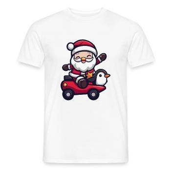 Penguin Santa Claus - Men's T-Shirt - white - Front - AI Model Male 178 dark (178cm)